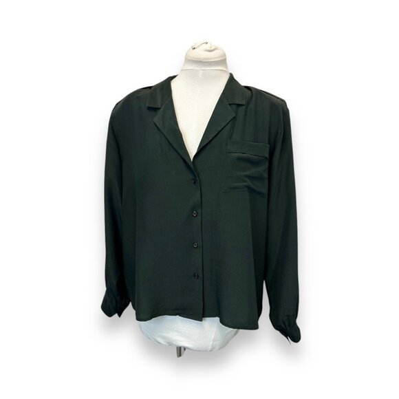 Vintage Casual East Womens Black Silk Button-Up Blouse Size 18 - Picture 1 of 6